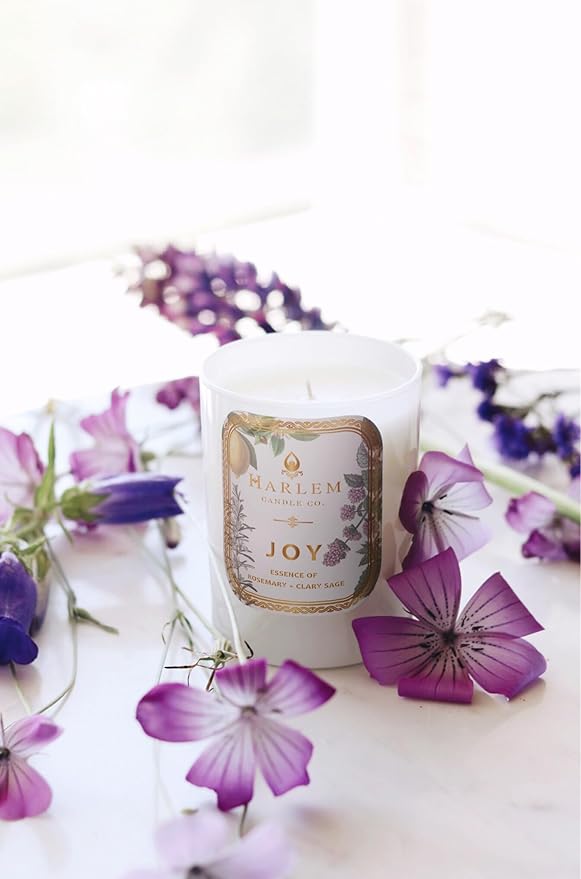 HARLEM CANDLE CO. - Joy - Luxury Scented Soy Candle, 11 oz - 80-Hour Burn Time | Fresh Mint, Italian Lemon, Rosemary, Jasmine Petals, Cedarwood, Amber Musk | Scented Candles for Home