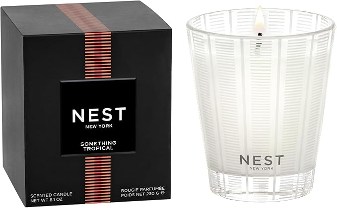 NEST New York Scented Classic Candle, Something Tropical - 8.1 oz - Up to 60-Hour Burn Time - Reusable Glass Vessel