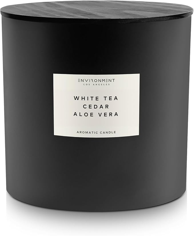 Environment Inspired by 5-Star Resort WSTN Candle, 55oz Luxury Coconut Apricot Wax Candles for Home (White Tea | Cedar | Aloe Vera) Home Fragrance Products, 4 Wick Candle, Vegan & Cruelty-Free