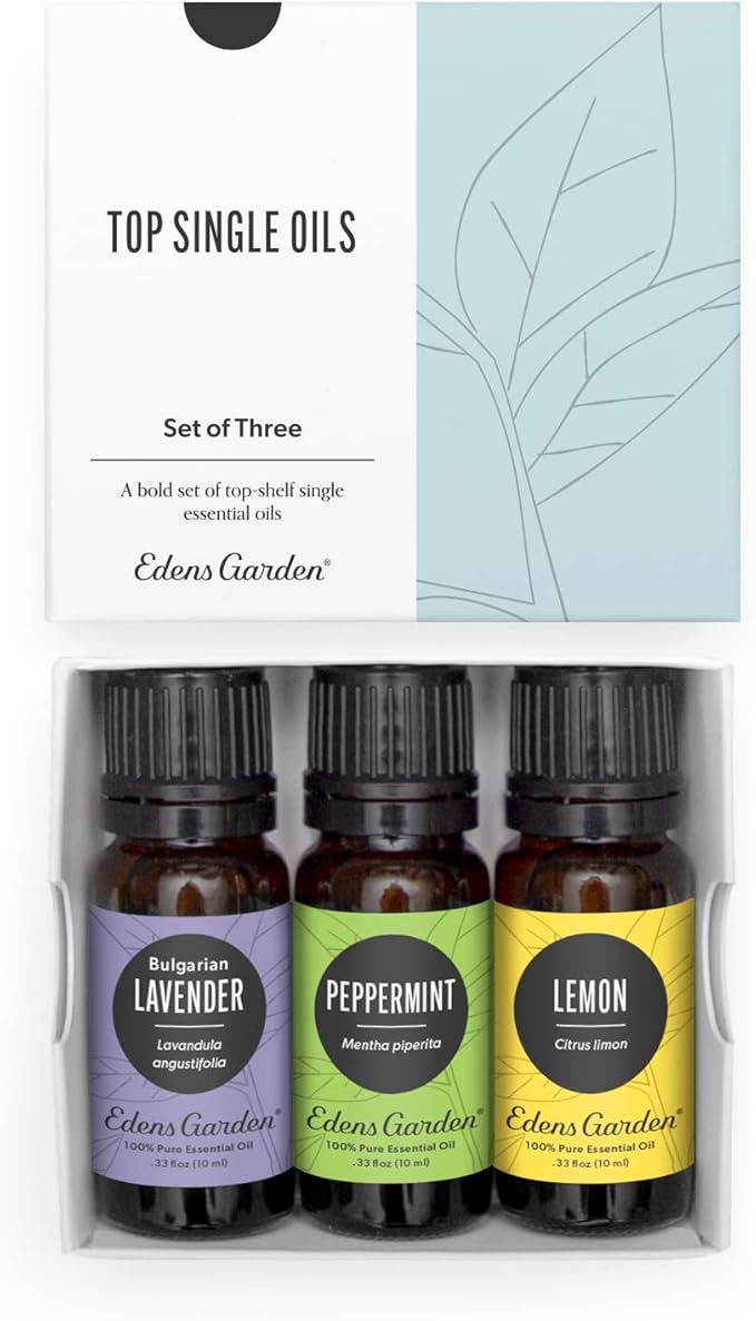 Edens Garden Top Essential Oils 3 Set – 100% Pure Therapeutic Grade, Undiluted Aromatherapy Scents: Lavender, Peppermint & Eucalyptus Oil for Diffusers & Home – Natural Wellness Gift, 10 ml/ 3 Pack