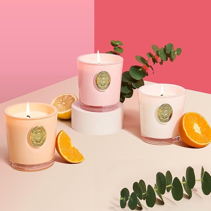 M&SENSE Natural Soy Candle| Coconut Lime Apricot Pink | 10.2 oz, 55H Burn | Luxury Scented Candle for Relaxation, Gifting, Home Décor | for Bedroom, Office, Party