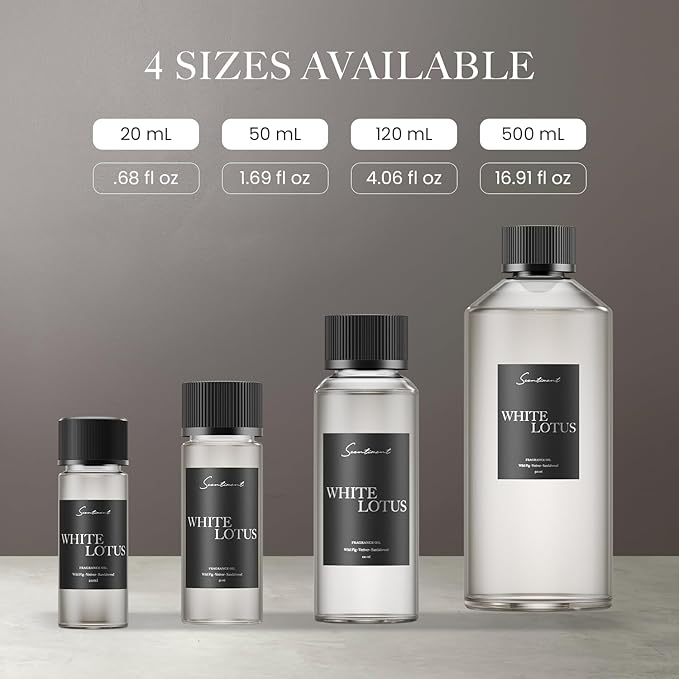 Scentiment Diffuser Oil - White Lotus | Aromatherapy Home Fragrance | Inspired by 5-Star Hotels | Luxurious Scent with Notes of Wild Fig, Vetiver, Almond, Sandalwood (50 mL)