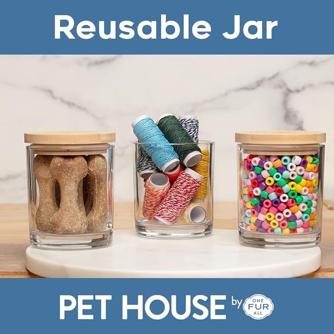 One Fur All Pet House Candle Plant-Based/Soy - Clean Burning Scented, Long Lasting Pet Odor Candle for Home - Hollyberry