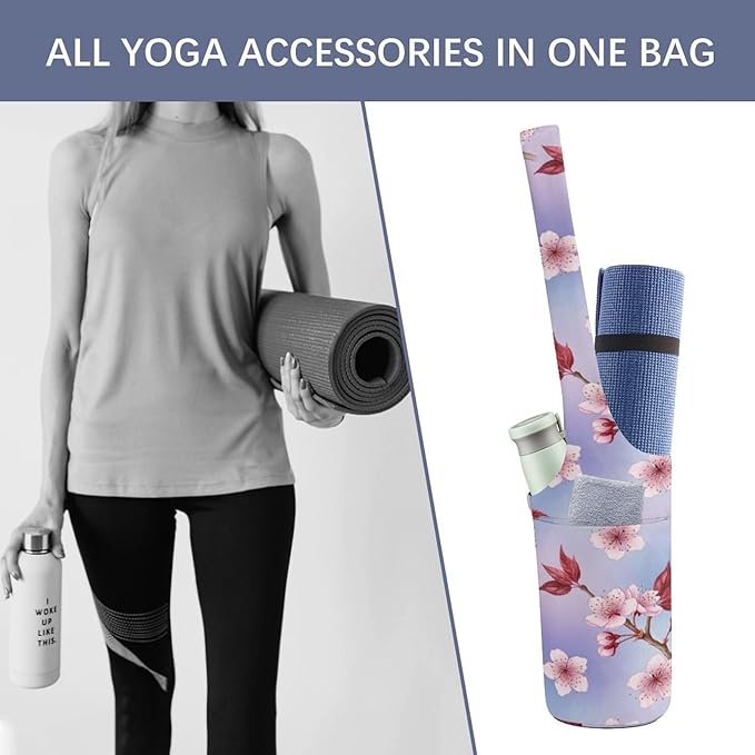 Aiyoolee Yoga Mat Bag for Women with Large Pocket, Yoga Gifts Accessories with Adjustable Shoulder Strap for Workout Stuff