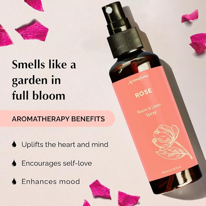 Rose Room, Linen & Pillow Spray by Aromafume | 100ml/3.38 fl oz | with Pure Rose Essential Oil | Aromatherapy Spray | Mist for Bedding, Fabrics
