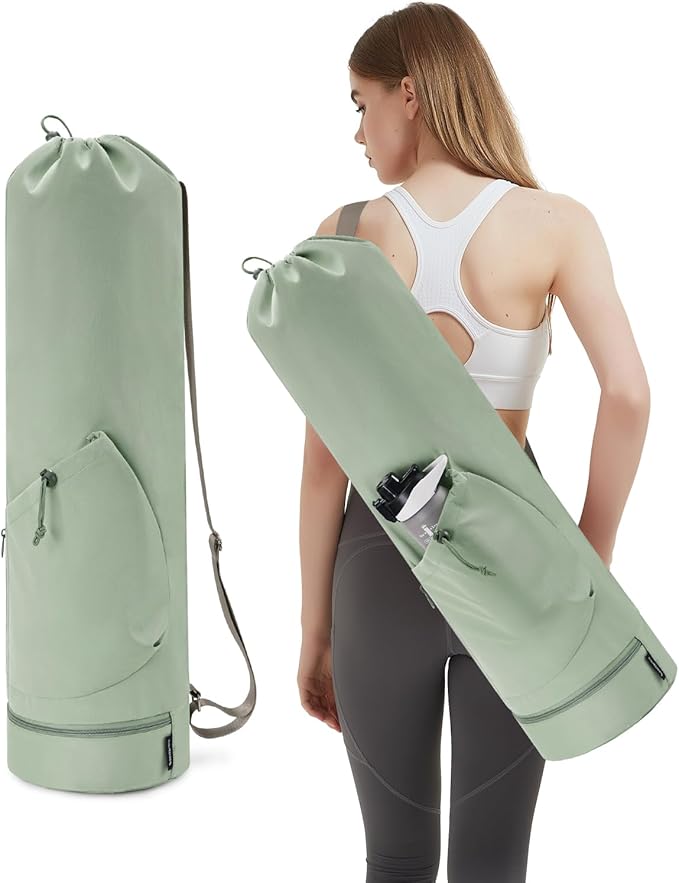 sportsnew Yoga Mat Bag with Water Bottle Pocket and Bottom Wet Pocket, Exercise Yoga Mat Carrier Multi-Functional Storage Bag, Patent pending