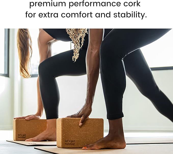 Premium Cork Yoga Blocks - Extra Large Yoga Block 2-Pack or Extra Tall 1-Pack for Inflexible Yogis | Natural, High-Density Cork for Superior Support & Stability | Optional Yoga Strap & Gift Box