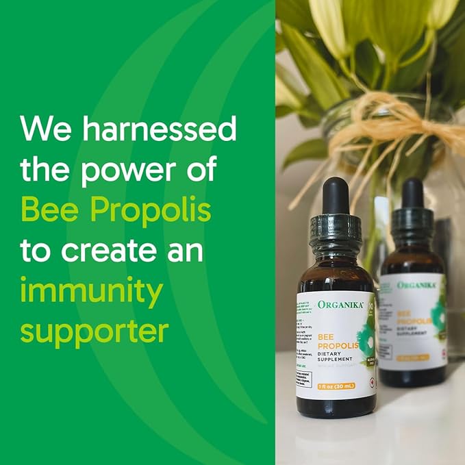 Organika Bee Propolis Tincture 1 oz x 2 Pack: Clean and Vegan Propolis Extract for Immune Defenses, Throat, and Breath - Free of Gluten, GMO, & Artificial Flavors - 20 Day Prop Drops Supply