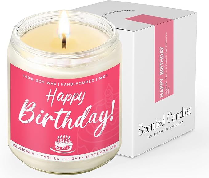 Birthday Gifts for Women, Perfect Birthday Present, Funny Presents for Mom, Friends, Wife, Sister, 7oz Vanilla Cream-Scented Candle