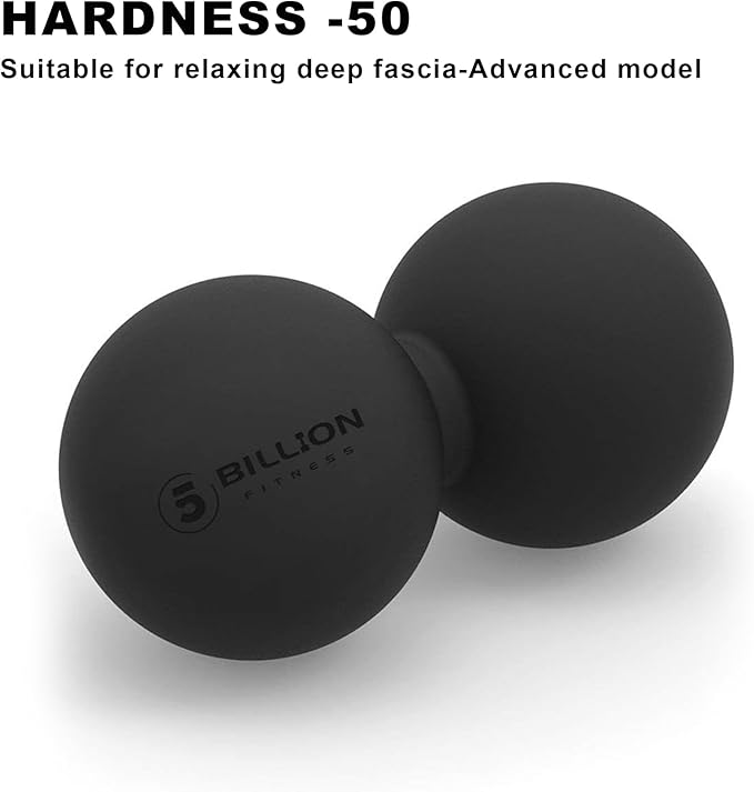 5BILLION Peanut Massage Ball - Double Lacrosse Massage Ball & Mobility Ball for Physical Therapy - Deep Tissue Massage Tool for Myofascial Release, Muscle Relaxer, Acupoint Massage (Black)