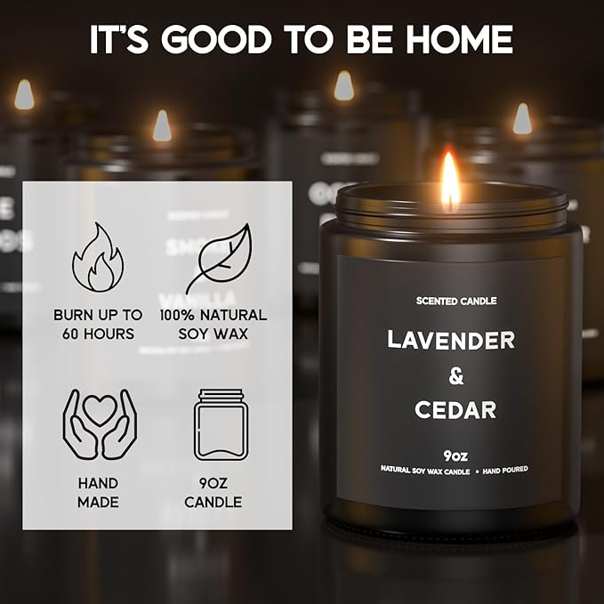 Scented Candles, 9oz×4 Scented Candles for Men, Soy Candle Gifts for Men, Personalized Blessing Minimalist Men's Candle