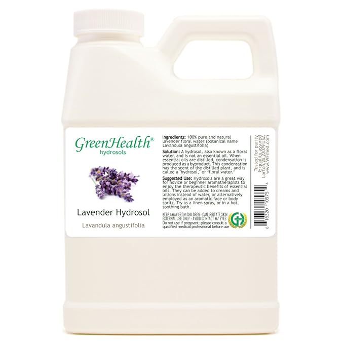 GreenHealth Hydrosol (Floral Water) - 16 fl oz Plastic Jug w/Cap - 100% Pure (NOT Oil) (Lavender)