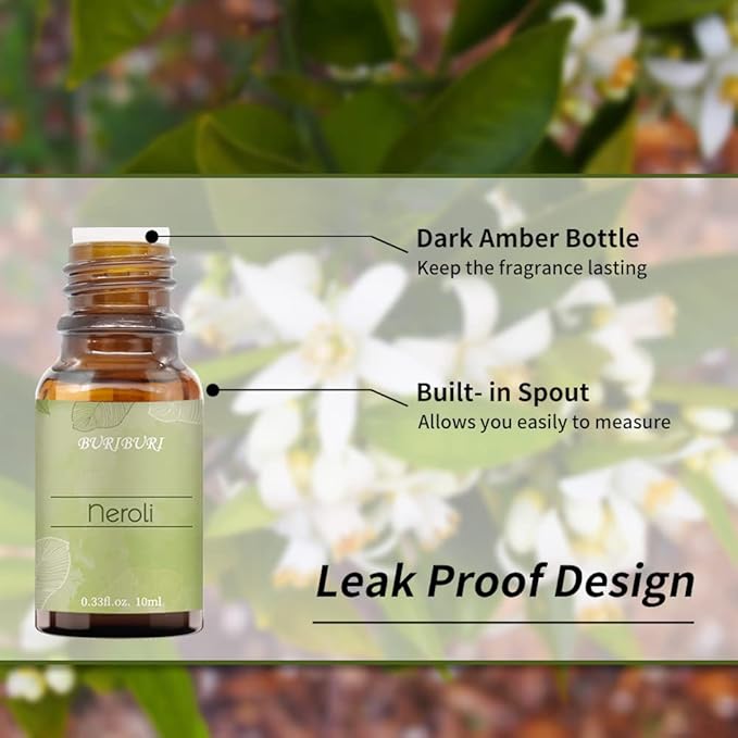 Neroli Organic Essential Oil 100% Pure, Undiluted, Natural, Aromatherapy Orange Blossom Oils 10ML
