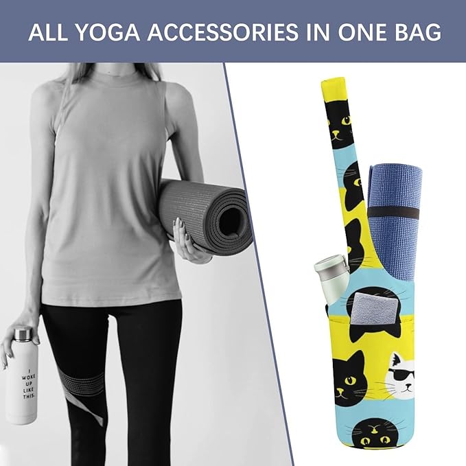 Aiyoolee Yoga Mat Bag for Women with Large Pocket, Yoga Gifts Accessories with Adjustable Shoulder Strap for Workout Stuff
