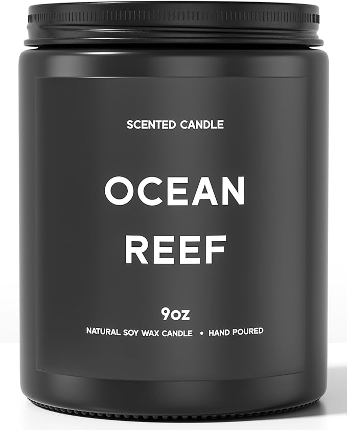 Ocean Reef Candle, 9oz Scented Candle for Men, Scented Candles for Home, Gifts for Men, Personalized Blessing Minimalist Men's Gifts