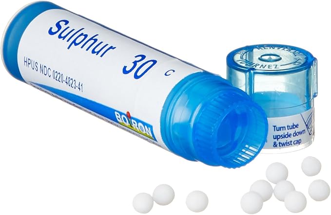 Boiron Sulphur 30C (Pack of 5 80-Pellet Tubes), Homeopathic Medicine for Skin Rash