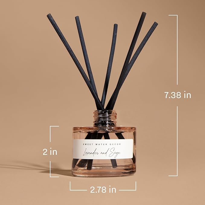 Sweet Water Decor Farmhouse Sandstone Reed Diffuser, Fall Scent with Pumpkin, Apple & Spices, Long-Lasting Non-Toxic Fragrance Oil for Living Room, Kitchen & Bathroom, Cozy Autumn Gift for Her