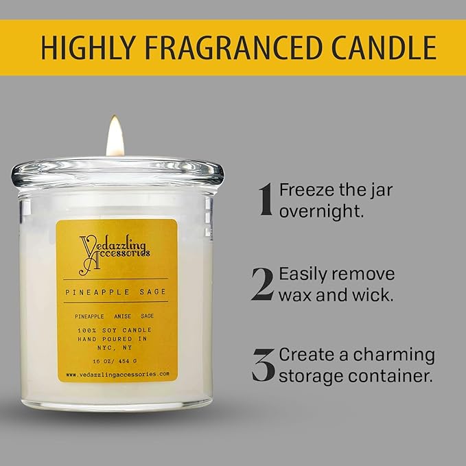 Premium Pineapple Sage Soy Wax Candle - 17 oz Handpoured, Dual Wick, 50 Hour Burn Time, Aromatic Eco-Friendly Candle