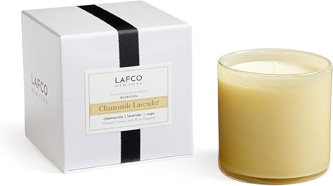 LAFCO New York Signature Candle, Chamomile Lavender - 15.5 oz - 90-Hour Burn Time - Reusable, Hand Blown Glass Vessel - Made in The USA