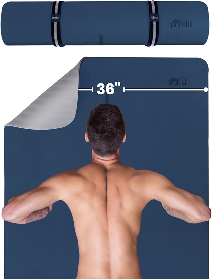 Gogokiwi Extra Wide Yoga Mat for Men Women (72"L x 36"W) Non Slip Fitness & Exercise Mat with Alignment Marks for Yoga, Pilates, Floor Workouts