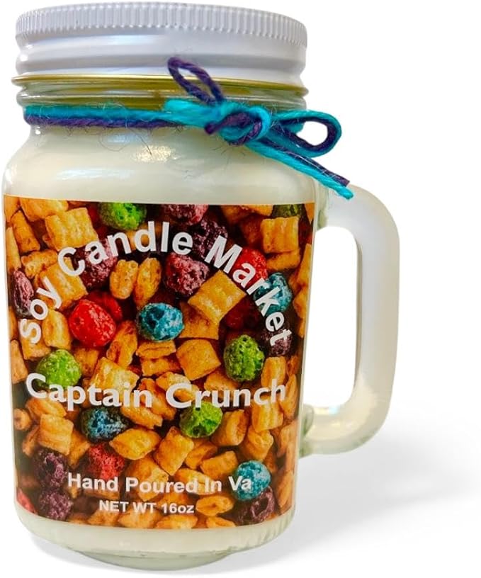Soy Scented Candles | Handmade & Highly Aromatic Candles Burns Upto 85 Hours in Glass Jar - Perfect for Home Decor, Wedding, Birthday, Dinner (Captain Crunch, 12 oz)