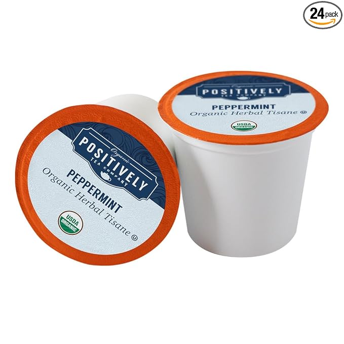 Organic Positively Tea Company, Peppermint Leaf Herbal Tea, K-Cup Compatible, 24 Pods