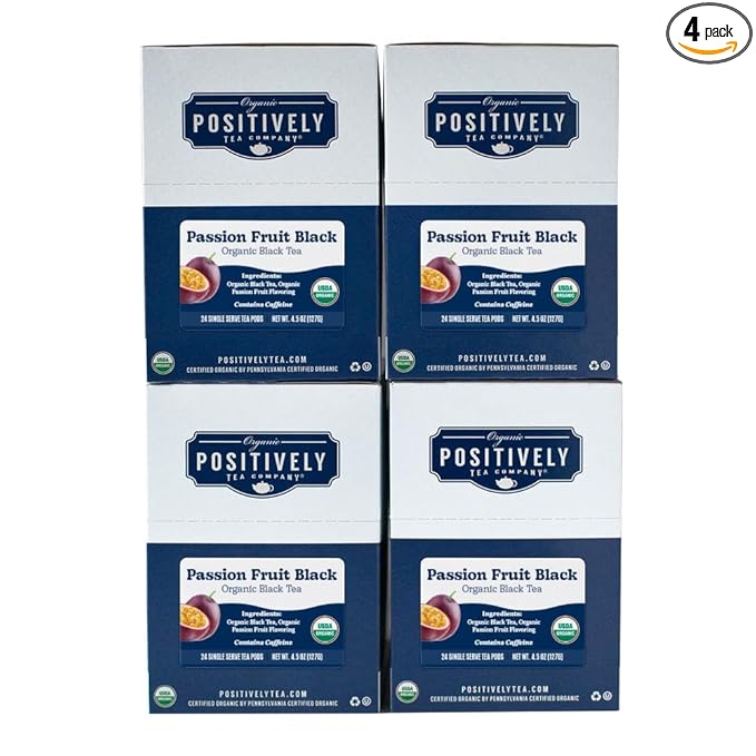 Organic Positively Tea Company, Passion Fruit Black Tea, K-Cup Compatible, 96 Pods