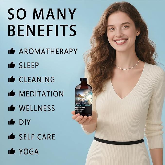 Ocean Breeze Essential Oil, Ocean Breeze Oil 4 Fl Oz 120ML for Diffuser Humidifier Yoga Cleaning DIY Candle Soap Making Perfume Gift for Women Fragrance Oils