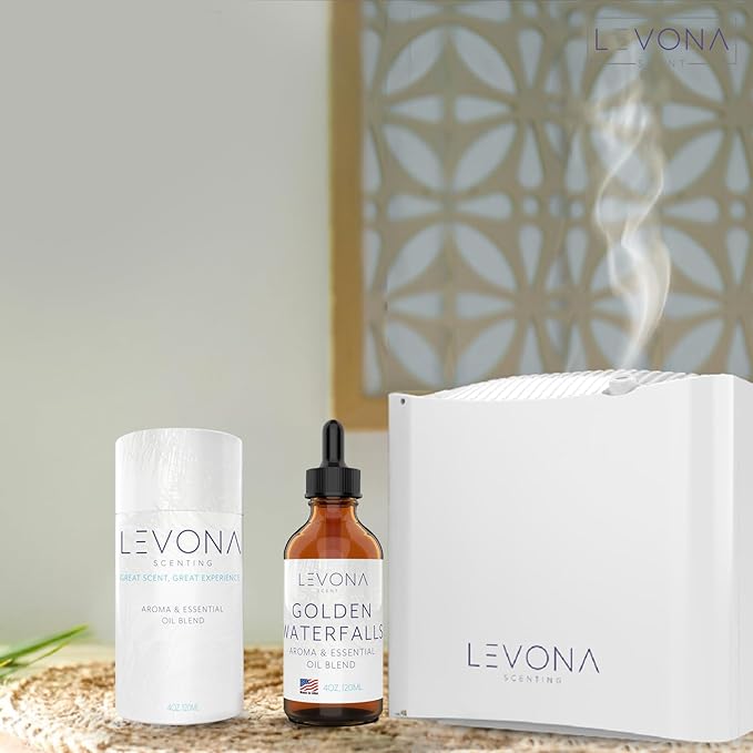 Levona Scent Essential Oils - Scents for Home, Hotel & Office Use - Perfect for Home Diffuser & Humidifiers - Aroma Fragrance Oil, Ideal for Massage, Relaxation, and Spa - Golden Waterfalls, 120ml