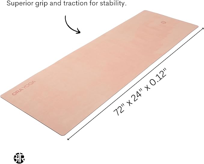 ORA YOGA Non-Toxic Premium Suede Large Workout Mat - 3mm Thick With Strap - Eco-Friendly Exercise Mat for Women & Men - Non-Slip for Pilates, Gym, Home Workout