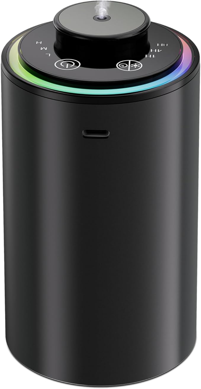 Waterless Essential Oil Diffuser, Diffuser,Portable Aromatherapy Diffuser,Light Show,3 Countdown Timers & 3 Mist Levels for Home, Room, Car, Office. (Black)
