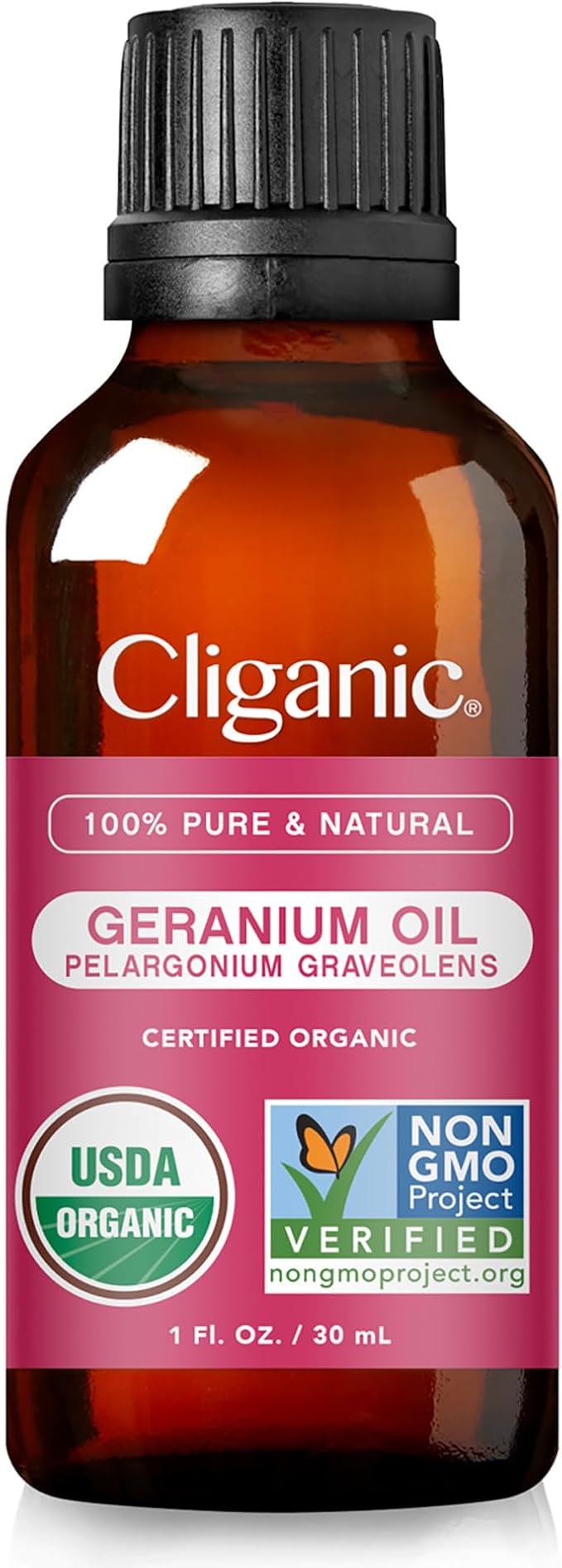 Cliganic Organic Geranium Essential Oil, 100% Pure Natural for Aromatherapy | Non-GMO Verified (Packaging May Vary)