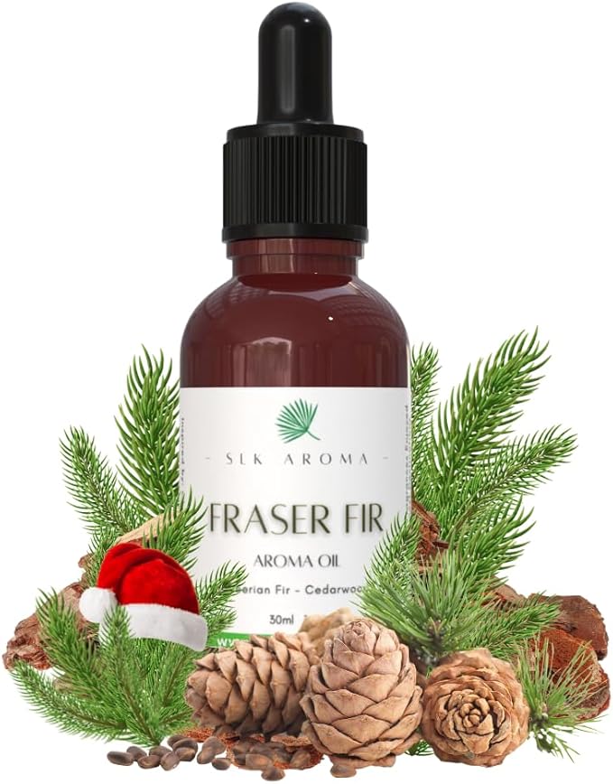 Fraser FIR Aroma Oil for Diffusers - The Fresh Smell of Christmas Trees and The Holidays - Niche Blend of Siberian Fir, Himalayan Cedar, Essential Oils - Great for Plastic Trees (30 ml)