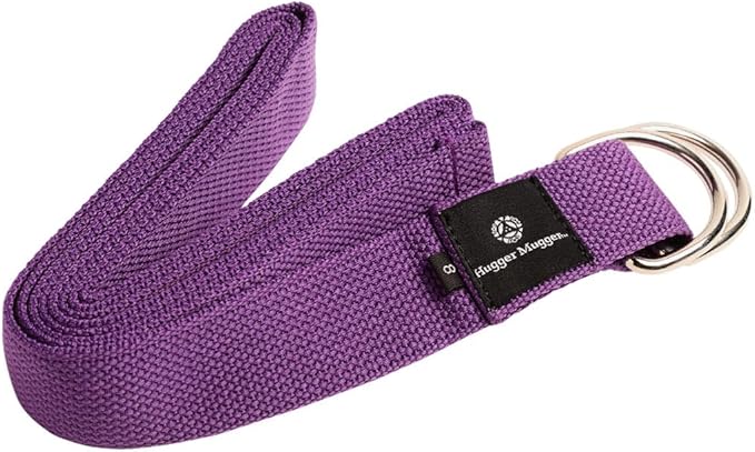 Hugger Mugger D-Ring Cotton Yoga Strap - Super Strong Cotton, Metal D-Ring Buckle, Multiple Lengths Available