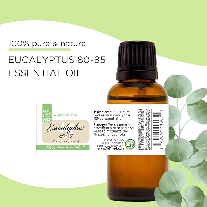 Eucalyptus Essential Oil (80/85) - 32 fl oz - Aluminum Bottle - 100% Pure Essential Oil - Greenhealth