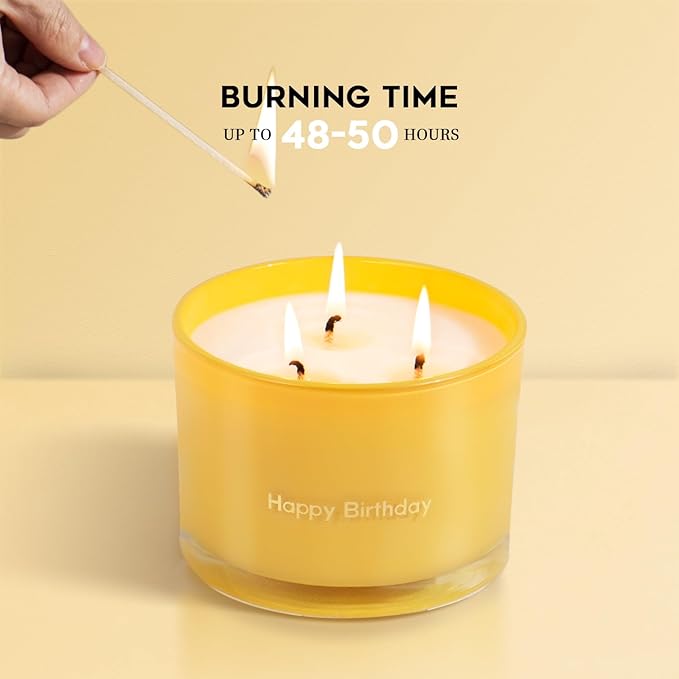 KONNI 3 Wick Vanilla Scented Candles, Home Soy Candles, 12.35oz Luxury Relaxing Aromatherapy Candle for Women Men, 50 Hours Long Lasting Clean Burning Jar Candle, Romantic Birthday Gift for Lover