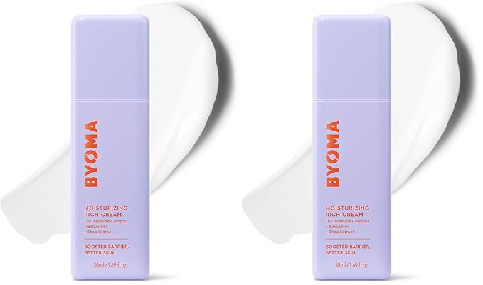 BYOMA Moisturizing Rich Cream-Barrier Repair Cream Face Lotion with Bakuchiol & Shea Extract-Ceramide Face-Moisturizer for Dry Skin-Anti Wrinkle, Alcohol Free Face-Moisturizer-1.69 fl.oz,(Pack of 2)