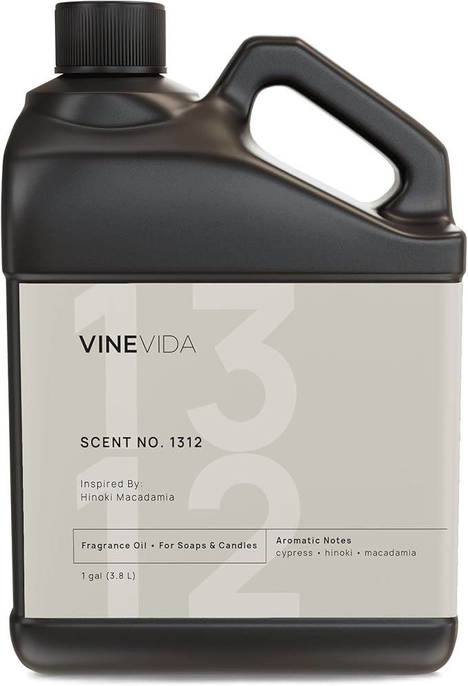 VINEVIDA Scent NO. 1312 Fragrance Oil - 1 Gallon (8lbs) - Inspired by: Hinoki Macadamia Fragrance Oil for Candle Making - Made in USA Candle Scents Scents for Soap Making