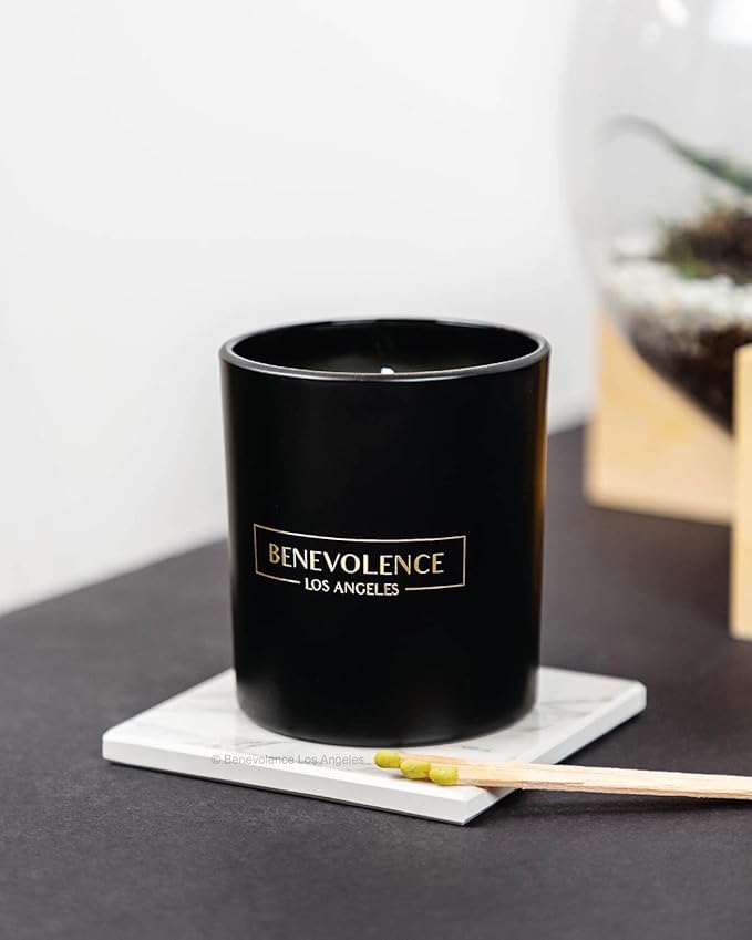 Benevolence LA Oud Wood Christmas Scented Candles | Soy Candles, Black Candle for Home | Holiday Candle Gifts for Women and Men | Home Fragrance | Aromatherapy | 8oz, 45 Hour Burn