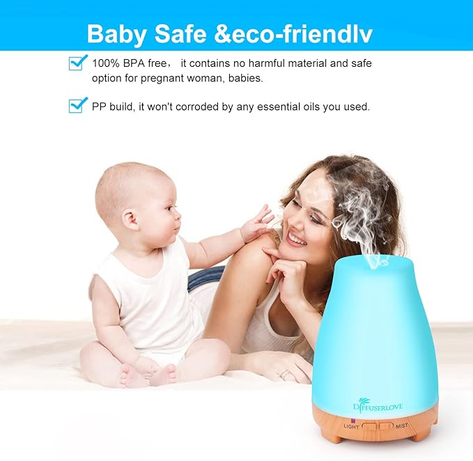 Diffuserlove Essential Oil Diffusers 200ML Remote Control Diffuser Mist Humidifiers BPA-Free Aromatherapy Diffuser (Yellow Base)