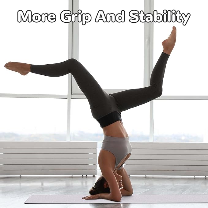 Peryiter 2pack 72 x 24'' Hot Yoga Towel Pack with Grip Dot, Sticky Fiber Mat Towels Non Slip for Hot Yoga, Absorbent Microfiber Sweat Anti-Slip Cover for Pilates Exercise Fitness Workout(Light Grey)