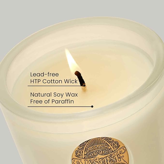 M&SENSE Natural Soy Candle | Creamy Vanilla Pie & White | 9.2 oz, 50H Burn Time | Luxury Scented Candle for Relaxation, Gifting, Home Décor | Ideal for Bedroom, Office, Party Ambiance
