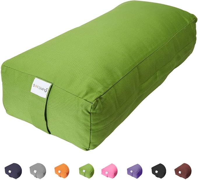 Sol Living Yoga Bolster Pillow Rectangular Meditation Cushion Cotton Meditation Accessories for Restorative Yoga Meditation Pillow Yoga Pillow Firm Body Pillow Bolster Pillow for Legs Removable Cover
