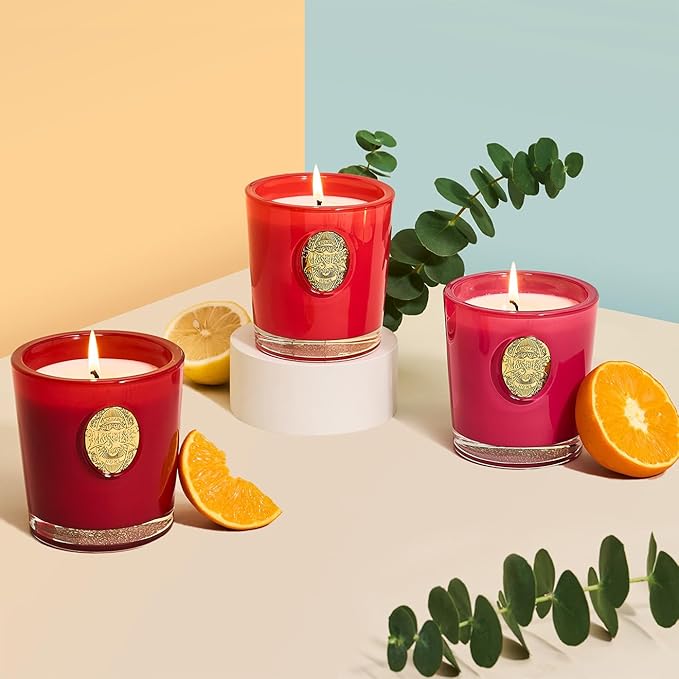 M&SENSE Natural Soy Candle| Cherry Tomatoes Red | 10.2 oz, 55H Burn | Luxury Scented Candle for Relaxation, Gifting, Home Décor | for Bedroom, Office, Party