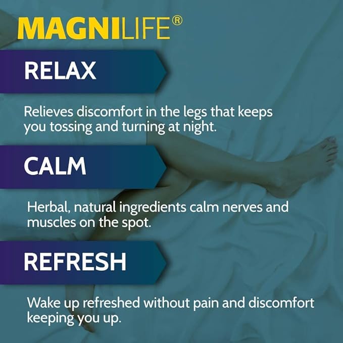 MagniLife Relaxing Leg Cream PM, Restless Legs, Deep Penetrating Topical for Pain, Naturally Soothe Cramping, Discomfort, and Tossing with Lavender and Magnesium - 4oz