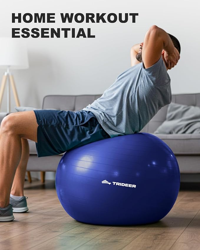 Trideer Exercise Ball for Yoga, Pilates & Fitness – Stability Ball Equipment for Home Gym & Office Chair, Core & Balance Training Accessories, Physical Therapy Equipment, Quick Pump Included, 5 Sizes