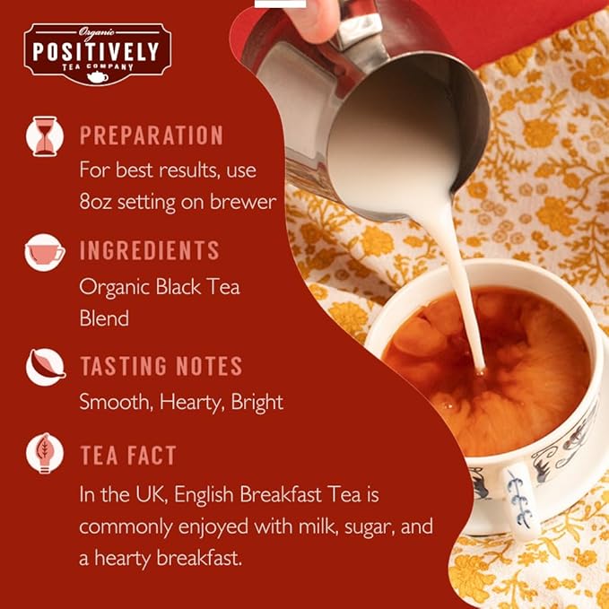Organic Positively Tea Company, English Breakfast Black Tea, K-Cup Compatible, 24 Pods