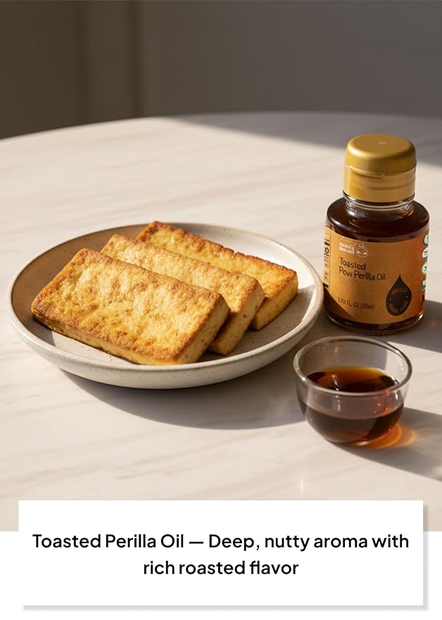 Korean Food Perilla Oil Mini Set (2 × 1.69 fl oz / 50 ml), Raw & Nutty Cold-Pressed Perilla Oils from 100% Korean Perilla Seeds, 냉온압착 들기름