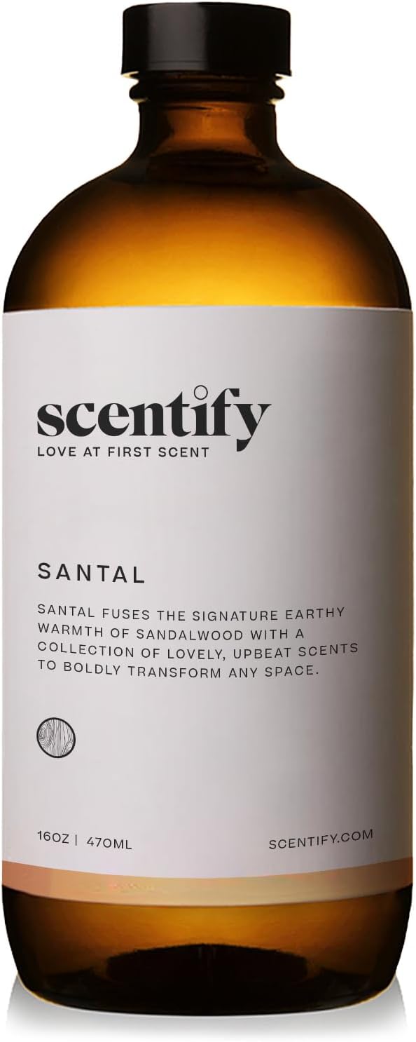 Scentify Santal Aroma Oil Refill Scent for Oil Diffusers - Iris, Amber, Sandalwood, Cedar Scents - Luxurious Relaxing Aromatherapy Diffuser Fragrance 470ml, 16 oz