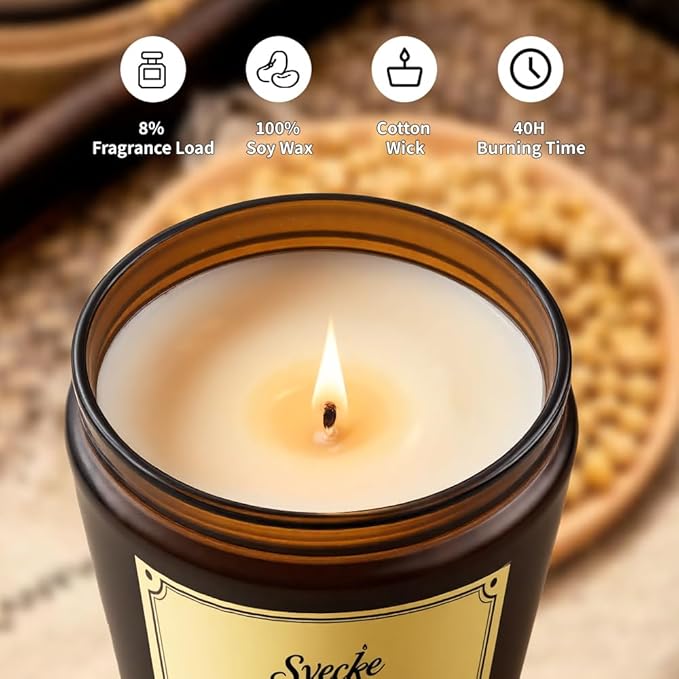 Fireside Scented Candles, 7oz Soy Wax Candle, Long Lasting Aromatherapy Jar Candle for Home, Scented Long Burning Candle Gift for Women and Men